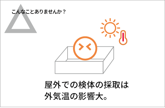 屋外での検体の採取は外気の影響大